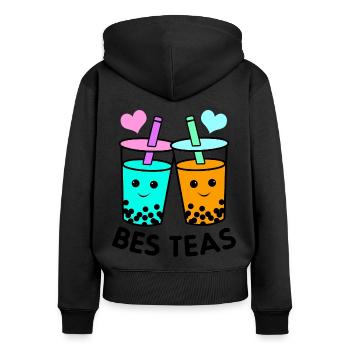 Besties Graphic Tea Lover Tea Drinker Tea Brewing - Frauen Premium Bio Zip Hoodie - Schwarz - Hinten - Julia (174cm)