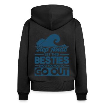 Besties Trip Urlaubsreise Urlaub Geschenk - Frauen Premium Bio Zip Hoodie - Schwarz - Hinten - Julia (174cm)