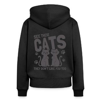 Cats Cat Owner Pet Animals Gift - Women's Premium Organic Zip Hoodie - black - Back - Julia (174cm)
