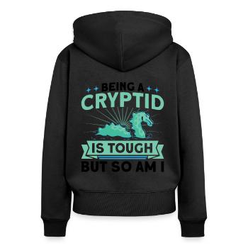 Cryptozoologie Kryptoide Monster Nerd Cadeau - Sweat à capuche zippé Premium bio Femme - noir - Dos - Julia (174cm)