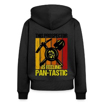 Goldwäscher Goldschürfer Goldgräber Geschenk - Frauen Premium Bio Zip Hoodie - Schwarz - Hinten - Julia (174cm)