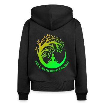 Reiki Symbol Reiki Meister Reiki Kristall Geschenk - Frauen Premium Bio Zip Hoodie - Schwarz - Hinten - Julia (174cm)
