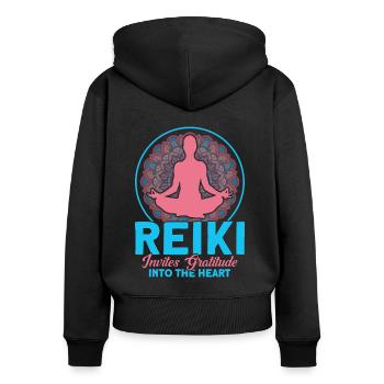 Reiki Symbol Reiki Meister Reiki Kristall Geschenk - Frauen Premium Bio Zip Hoodie - Schwarz - Hinten - Julia (174cm)