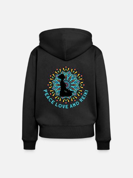 Reiki Símbolo Reiki Maestro Reiki Cristal Regalo - Sudadera ecológica prémium con cremallera para mujer - negro