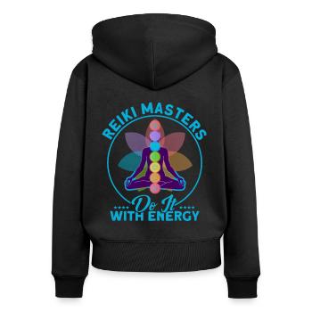Reiki Symbol Reiki Master Reiki Crystal Gift - Women's Premium Organic Zip Hoodie - black - Back - Julia (174cm)