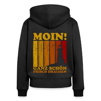 Norddeutsch Norden Nordsee Zitate Heimat Geschenk - Frauen Premium Bio Zip Hoodie - Schwarz - Hinten - Julia (174cm)