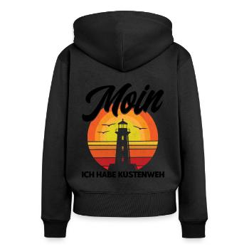 Norddeutsch Norden Nordsee Zitate Heimat Geschenk - Frauen Premium Bio Zip Hoodie - Schwarz - Hinten - Julia (174cm)