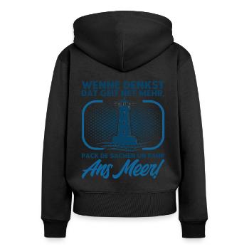 Norddeutsch Norden Nordsee Zitate Heimat Geschenk - Frauen Premium Bio Zip Hoodie - Schwarz - Hinten - Julia (174cm)