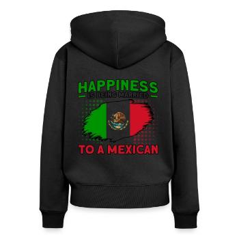 Drapeau mexicain Cadeau de racines mexicaines - Sweat à capuche zippé Premium bio Femme - noir - Dos - Julia (174cm)