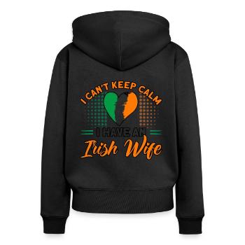 Irlande Drapeau irlandais Cadeau d’épouse irlandaise - Sweat à capuche zippé Premium bio Femme - noir - Dos - Julia (174cm)