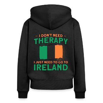 Irlande Drapeau irlandais Cadeau d’épouse irlandaise - Sweat à capuche zippé Premium bio Femme - noir - Dos - Julia (174cm)