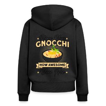 Noodles Noodle Lover Lasagne Spaghetti Cadeau - Sweat à capuche zippé Premium bio Femme - noir - Dos - Julia (174cm)
