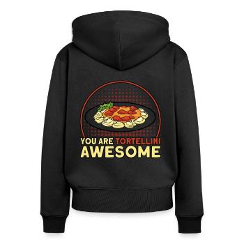 Noodles Noodle Lover Lasagne Spaghetti Cadeau - Sweat à capuche zippé Premium bio Femme - noir - Dos - Julia (174cm)