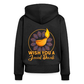 Diwali Hindus Sikh Fest der Lichter Geschenk - Frauen Premium Bio Zip Hoodie - Schwarz - Hinten - Julia (174cm)