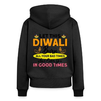 Diwali Hindus Sikh Fest der Lichter Geschenk - Frauen Premium Bio Zip Hoodie - Schwarz - Hinten - Julia (174cm)
