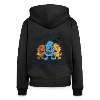 Thanksgiving Drôle Gnomes Costume Automne - Sweat à capuche zippé Premium bio Femme - noir - Dos - Julia (174cm)