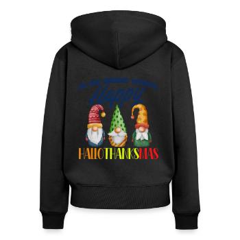 Thanksgiving Funny Dwarves Costume Autumn - Women's Premium Organic Zip Hoodie - black - Back - Julia (174cm)
