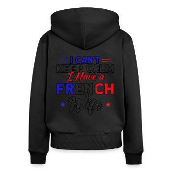 French Flag French Roots Gift - Women's Premium Organic Zip Hoodie - black - Back - Julia (174cm)