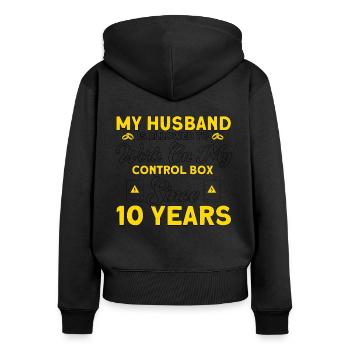 Rosenhochzeit Erlaubt, an mir zu arbeiten Geschenk - Frauen Premium Bio Zip Hoodie - Schwarz - Hinten - Julia (174cm)