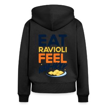 Noodles Noodle Lover Ravioli Cadeau - Sweat à capuche zippé Premium bio Femme - noir - Dos - Julia (174cm)