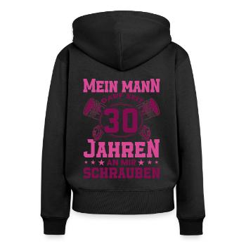 Perlenhochzeit Ehepaar 30. Hochzeitstag Geschenk - Frauen Premium Bio Zip Hoodie - Schwarz - Hinten - Julia (174cm)