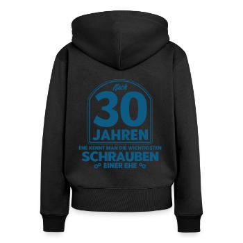 Perlenhochzeit Ehepaar 30. Hochzeitstag Geschenk - Frauen Premium Bio Zip Hoodie - Schwarz - Hinten - Julia (174cm)