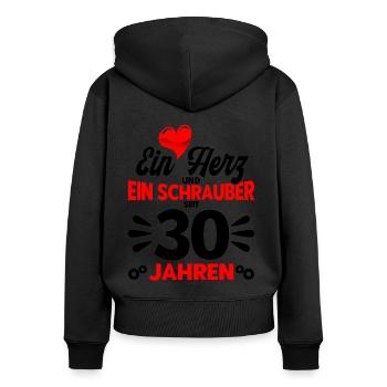 Perlenhochzeit Ehepaar 30. Hochzeitstag Geschenk - Frauen Premium Bio Zip Hoodie - Schwarz - Hinten - Julia (174cm)