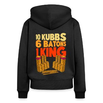 Kubb 10 Kubbs 6 Stöcke 1 König Geschenk - Frauen Premium Bio Zip Hoodie - Schwarz - Hinten - Julia (174cm)
