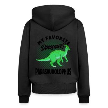 Parasaurolophus Dinosaur Lover Gift - Women's Premium Organic Zip Hoodie - black - Back - Julia (174cm)