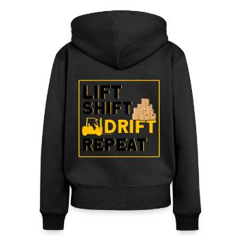 Gabelstaplerfahrer Heben, Schieben, Driften, Wiede - Frauen Premium Bio Zip Hoodie - Schwarz - Hinten - Julia (174cm)