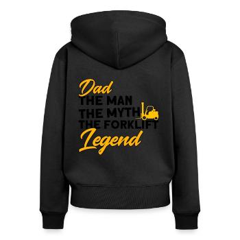 Forklift driver Papa, the forklift legend - Women's Premium Organic Zip Hoodie - black - Back - Julia (174cm)