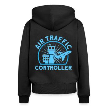 Contrôle de la circulation aérienne Contrôleur de la circulation aérienne Cadeau de l’aéroport - Sweat à capuche zippé Premium bio Femme - noir - Dos - Julia (174cm)
