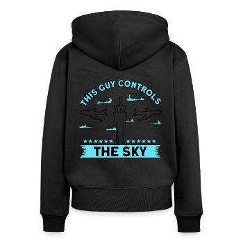 Contrôle de la circulation aérienne Contrôleur de la circulation aérienne Cadeau de l’aéroport - Sweat à capuche zippé Premium bio Femme - noir - Dos - Julia (174cm)