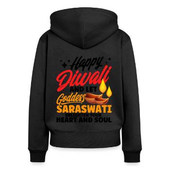 Diwali Hindus Sikh Fest der Lichter Geschenk - Frauen Premium Bio Zip Hoodie - Schwarz - Hinten - Julia (174cm)