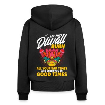 Diwali Hindus Sikh Fest der Lichter Geschenk - Frauen Premium Bio Zip Hoodie - Schwarz - Hinten - Julia (174cm)