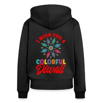 Diwali Hindus Sikh Fest der Lichter Geschenk - Frauen Premium Bio Zip Hoodie - Schwarz - Hinten - Julia (174cm)