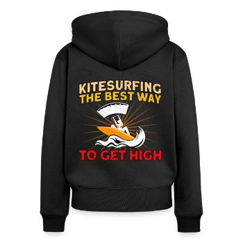 Kiteboarder La meilleure façon d’obtenir un cadeau élevé - Sweat à capuche zippé Premium bio Femme - noir - Dos - Julia (174cm)