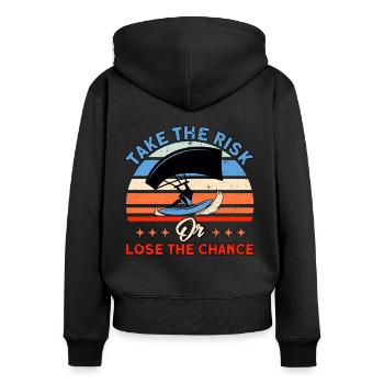 Kiteboarder Kitesurfer Kiten Kiteboard Geschenk - Frauen Premium Bio Zip Hoodie - Schwarz - Hinten - Julia (174cm)
