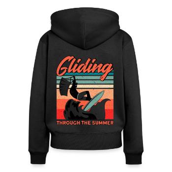 Kiteboarder Kitesurfer Kiten Kiteboard Geschenk - Frauen Premium Bio Zip Hoodie - Schwarz - Hinten - Julia (174cm)