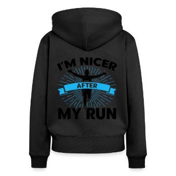 Running Runner Jogger Gift - Women's Premium Organic Zip Hoodie - black - Back - Julia (174cm)