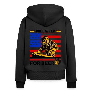 Soudeur SOUDEUR USA Cadeau patriotique - Sweat à capuche zippé Premium bio Femme - noir - Dos - Julia (174cm)