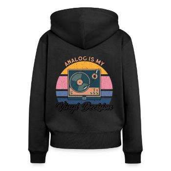 Disque vinyle LP Collector Cadeau - Sweat à capuche zippé Premium bio Femme - noir - Dos - Julia (174cm)