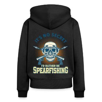 Speerfischen Freitaucher Speerfischer Fischer - Frauen Premium Bio Zip Hoodie - Schwarz - Hinten - Julia (174cm)