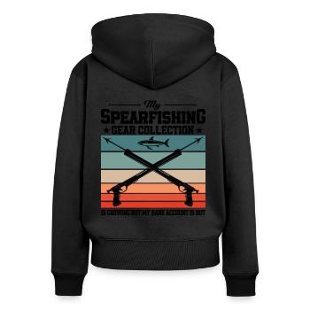 Speerfischen Freitaucher Speerfischer Fischer - Frauen Premium Bio Zip Hoodie - Schwarz - Hinten - Julia (174cm)