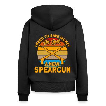 Speerfischen Freitaucher Speerfischer Fischer - Frauen Premium Bio Zip Hoodie - Schwarz - Hinten - Julia (174cm)