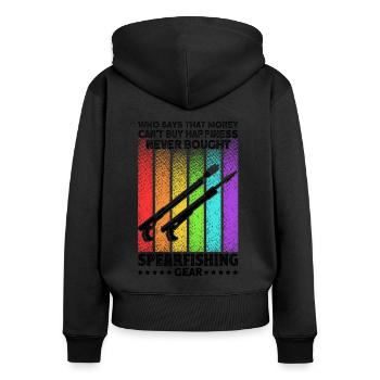 Speerfischen Freitaucher Speerfischer Fischer - Frauen Premium Bio Zip Hoodie - Schwarz - Hinten - Julia (174cm)