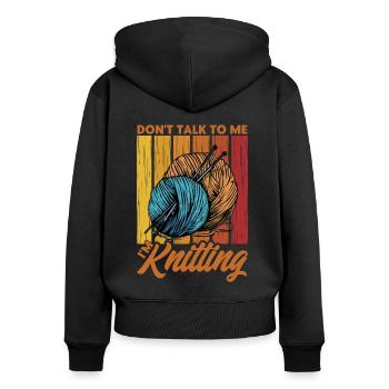 Garn stricken Stricken Stricken Liebhaber Geschenk - Frauen Premium Bio Zip Hoodie - Schwarz - Hinten - Julia (174cm)