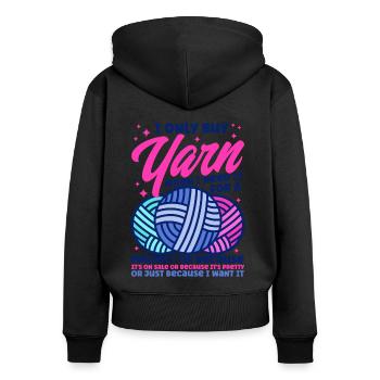 Knitting Fabric Knitting Knitting Gift - Women's Premium Organic Zip Hoodie - black - Back - Julia (174cm)
