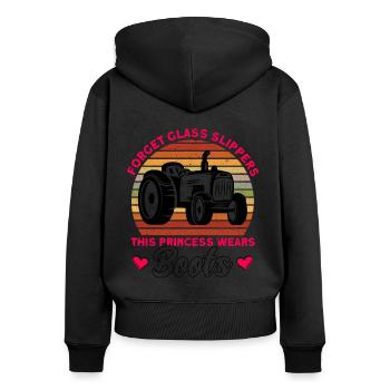 Bauernhof Traktor Landwirt Geschenk - Frauen Premium Bio Zip Hoodie - Schwarz - Hinten - Julia (174cm)