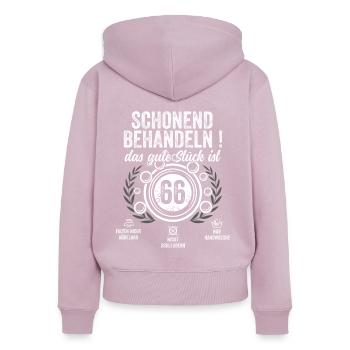 Schonend Behandeln 66 Jahre Geschenk 66 Geburtstag - Frauen Premium Bio Zip Hoodie - Altrosa - Hinten - Julia (174cm)